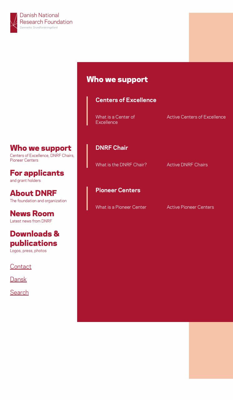Screenshot from DNRF’s website