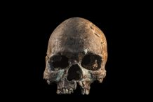 Complete skull from a Hoabinhian person from Gua Cha, Malaysian Peninsula.