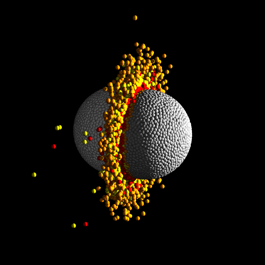 The picture shows a graphic/animated illustration of a super collision. 
