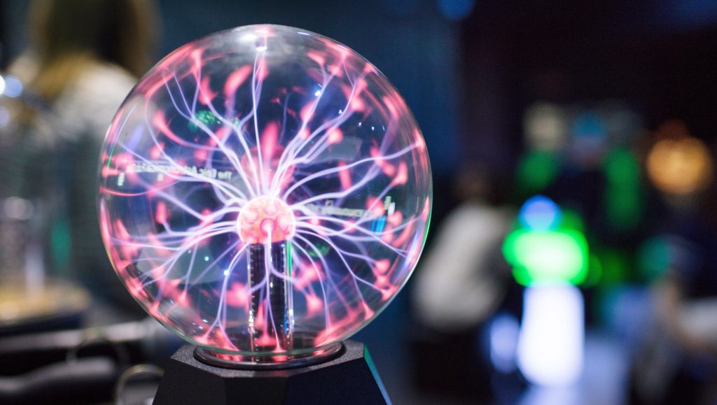 The photo shows an electric plasma bowl.
