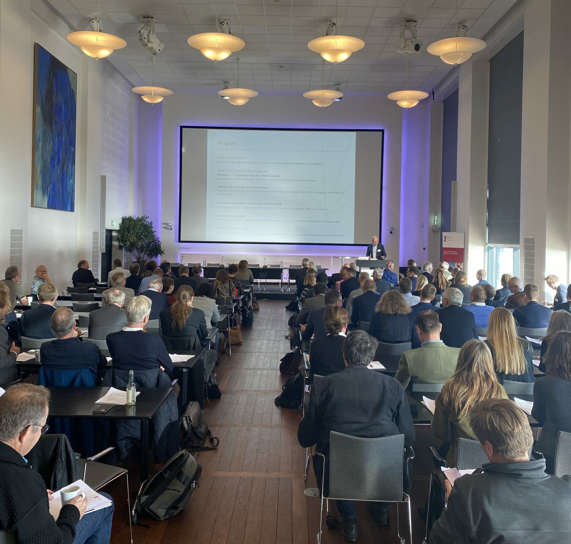 Chair of the DNRF board Professor Jens Kehlet Nørskov at the Danish National Research Foundation's Annual Meeting 2021 in IDA's conference hall in Copenhagen.